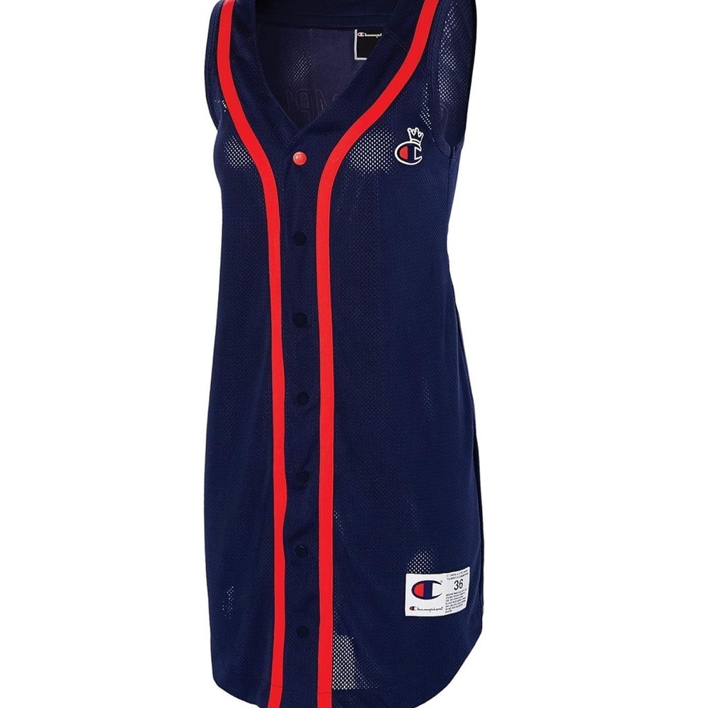 Champion Navy and Red Button-Up Dress